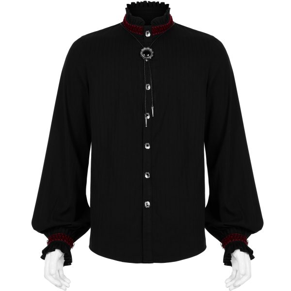 achat pas cher PUNK RAVE Chemise ‘Desmond’ Noire Et Bordeaux 1