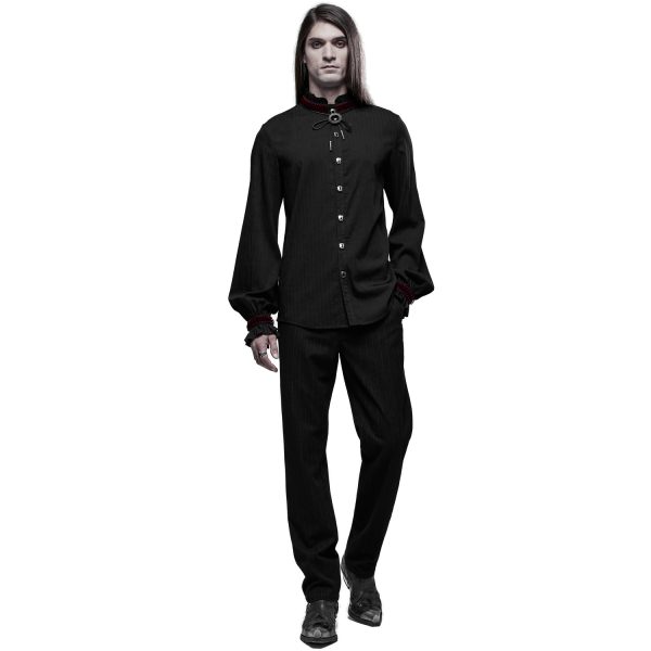 achat pas cher PUNK RAVE Chemise ‘Desmond’ Noire Et Bordeaux 10