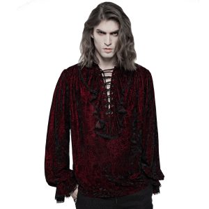 en ligne vente PUNK RAVE Chemise ‘Hamlet’ En Velours Bordeaux 16