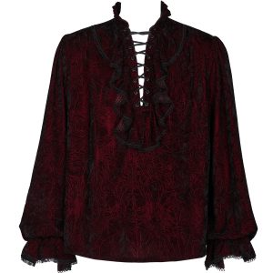 en ligne vente PUNK RAVE Chemise ‘Hamlet’ En Velours Bordeaux 24