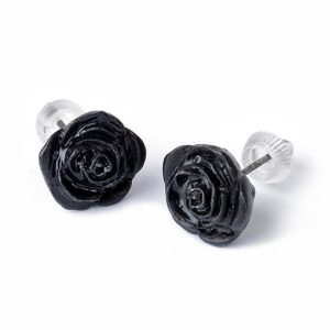 ALCHEMY GOTHIC Clous D’Oreilles ‘Black Rose’ outlet 6