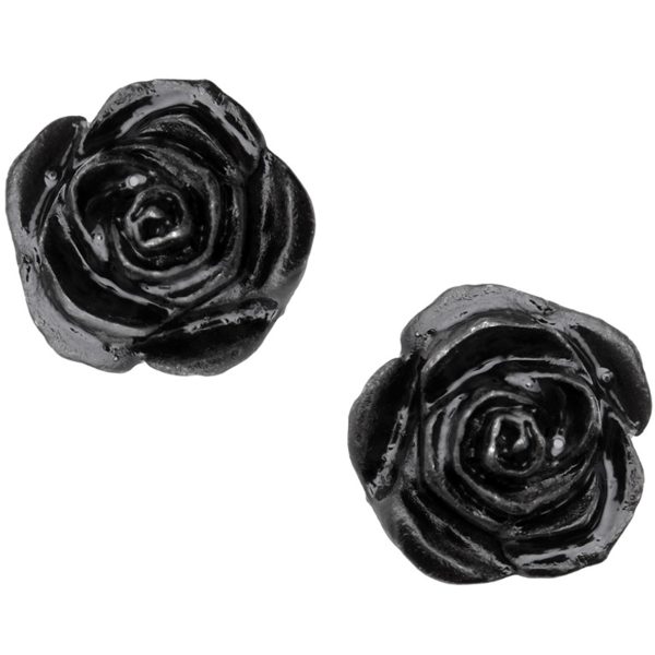 ALCHEMY GOTHIC Clous D’Oreilles ‘Black Rose’ outlet 1