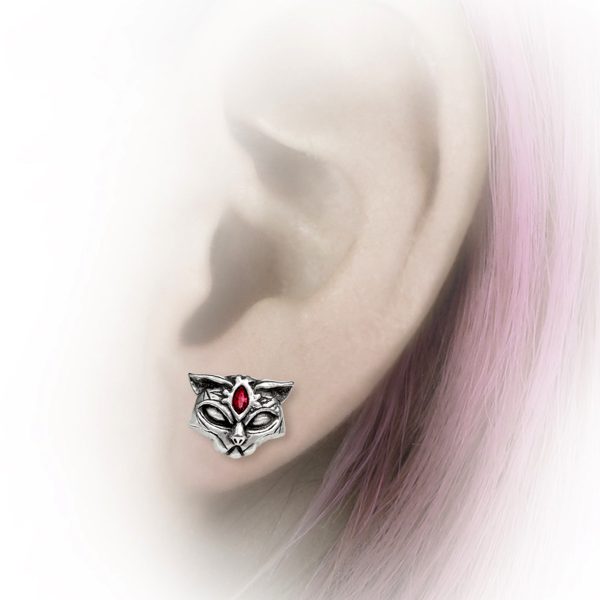 a Prix Discount ALCHEMY GOTHIC Clous D’Oreilles ‘Sacred Cat’ 3