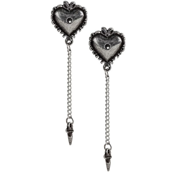 De Qualité ALCHEMY GOTHIC Clous D’Oreilles ‘Witches Heart’ 3