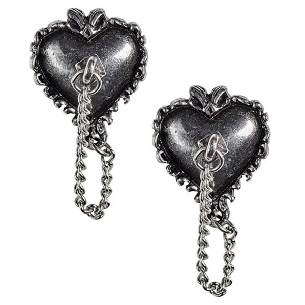 De Qualité ALCHEMY GOTHIC Clous D’Oreilles ‘Witches Heart’ 4