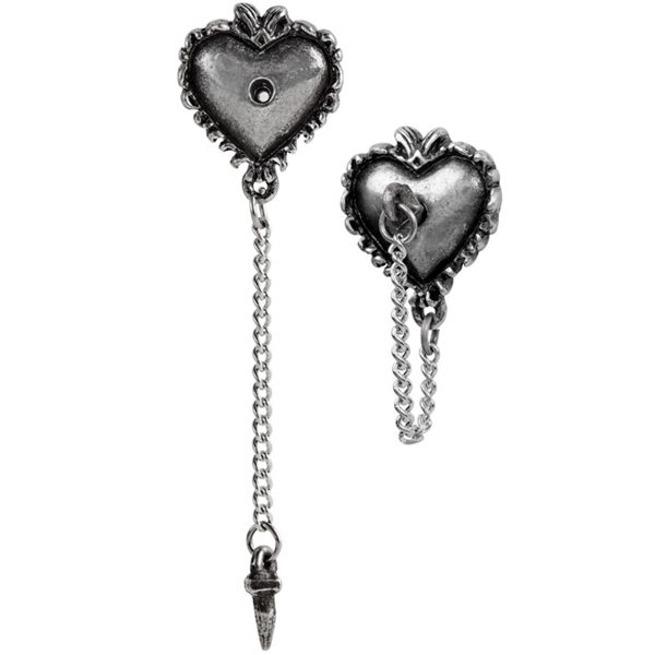 De Qualité ALCHEMY GOTHIC Clous D’Oreilles ‘Witches Heart’ 1