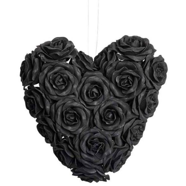 vente en ligne ALCHEMY GOTHIC Coeur Décoratif à Suspendre ‘Black Rose Heart’ 1