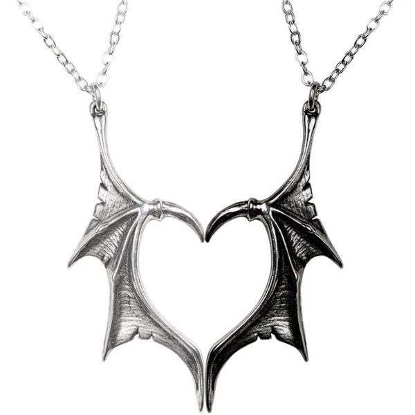 ALCHEMY GOTHIC Collier Couple/Amitié ‘Darkling Heart’ Livraison rapide 1