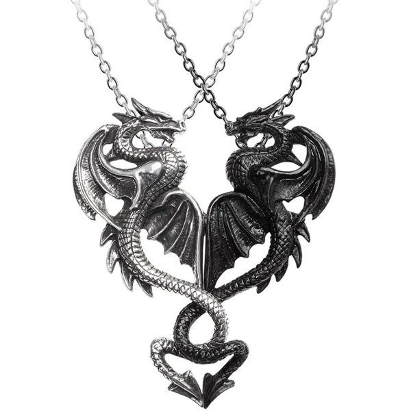 pas cher ALCHEMY GOTHIC Collier Couple/Amitié ‘Draconic Tryst’ 1