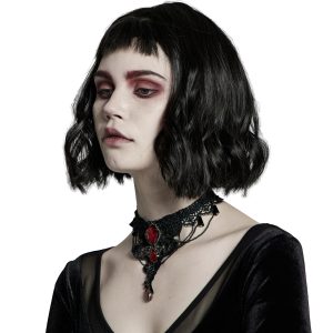 des prix incroyables PUNK RAVE Collier Gemme ‘Cyrielle’ Noir Et Rouge 15