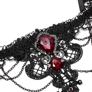 des prix incroyables PUNK RAVE Collier Gemme ‘Cyrielle’ Noir Et Rouge 23