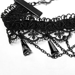 des prix incroyables PUNK RAVE Collier Gemme ‘Cyrielle’ Noir Et Rouge 25