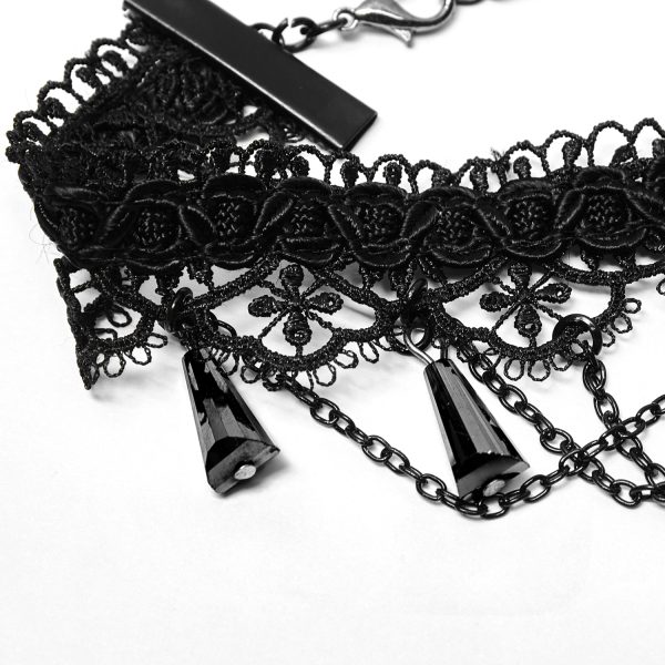 des prix incroyables PUNK RAVE Collier Gemme ‘Cyrielle’ Noir Et Rouge 9