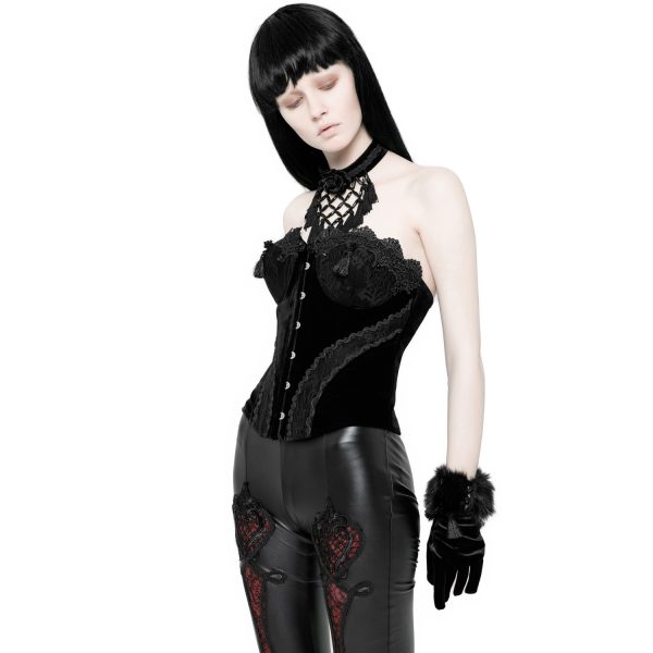 PUNK RAVE Corset ‘Black Palace’ En Dentelle Noire Boutique officielle 5