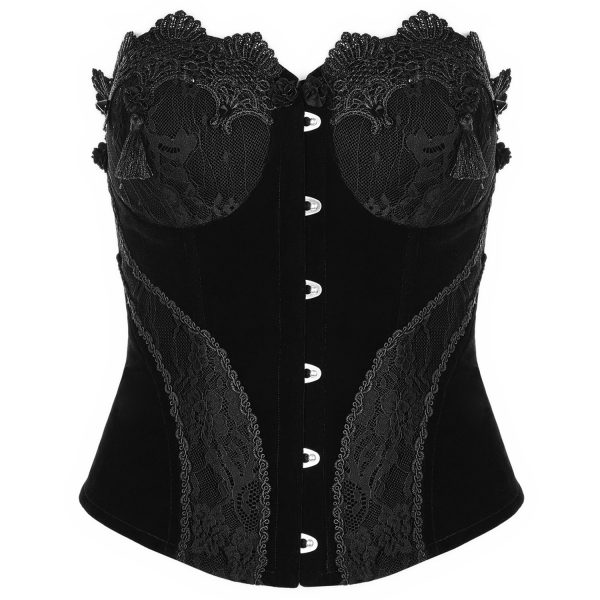 PUNK RAVE Corset ‘Black Palace’ En Dentelle Noire Boutique officielle 7