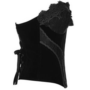 PUNK RAVE Corset ‘Black Palace’ En Dentelle Noire Boutique officielle 28