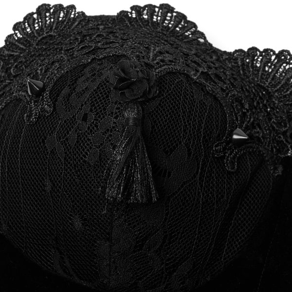 PUNK RAVE Corset ‘Black Palace’ En Dentelle Noire Boutique officielle 11