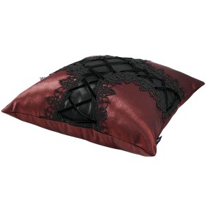 acheter en ligne DEVIL FASHION Coussin Gothique ‘Cross-Shaped’ Bordeaux Et Noir 23