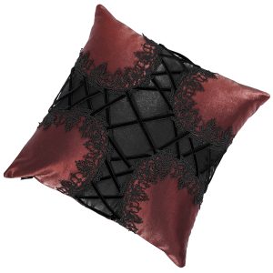 acheter en ligne DEVIL FASHION Coussin Gothique ‘Cross-Shaped’ Bordeaux Et Noir 25