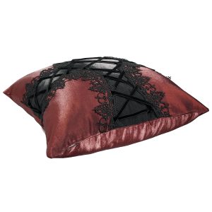 acheter en ligne DEVIL FASHION Coussin Gothique ‘Cross-Shaped’ Bordeaux Et Noir 27