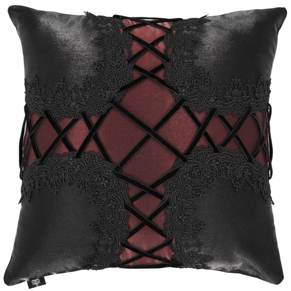 DEVIL FASHION Coussin Gothique ‘Cross-Shaped’ Noir Et Rouge nouveau produit 1