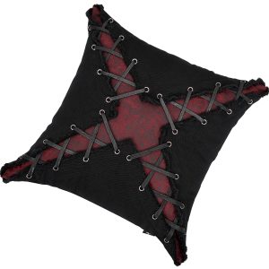 qualité d’originales DEVIL FASHION Coussin ‘Punk’ Noir Et Rouge En Forme De X 23