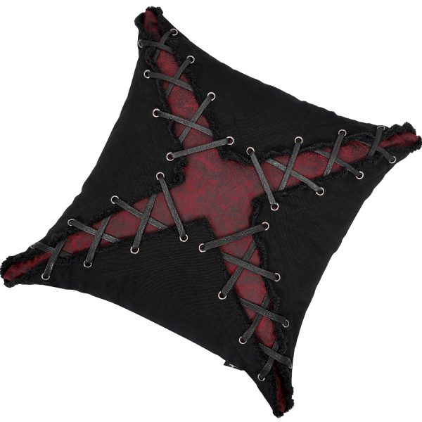 qualité d’originales DEVIL FASHION Coussin ‘Punk’ Noir Et Rouge En Forme De X 6