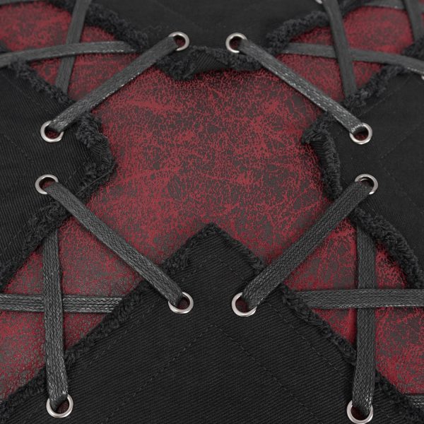 qualité d’originales DEVIL FASHION Coussin ‘Punk’ Noir Et Rouge En Forme De X 7