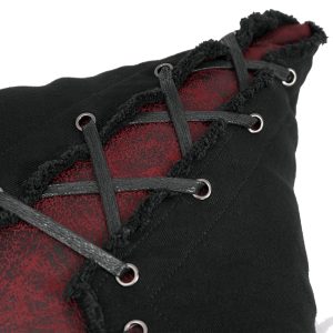 qualité d’originales DEVIL FASHION Coussin ‘Punk’ Noir Et Rouge En Forme De X 27