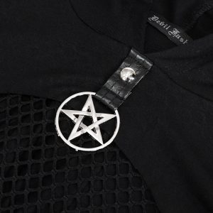 remise en ligne DEVIL FASHION Crop Top à Capuche ‘Pentagram’ Noir 39