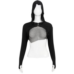 remise en ligne DEVIL FASHION Crop Top à Capuche ‘Pentagram’ Noir 27