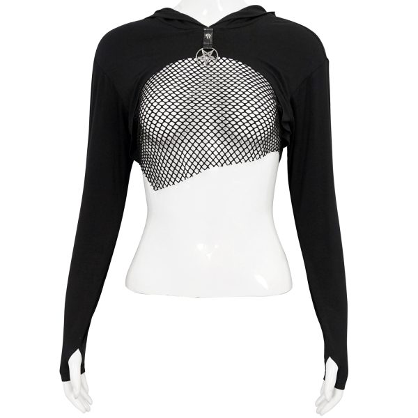 remise en ligne DEVIL FASHION Crop Top à Capuche ‘Pentagram’ Noir 11