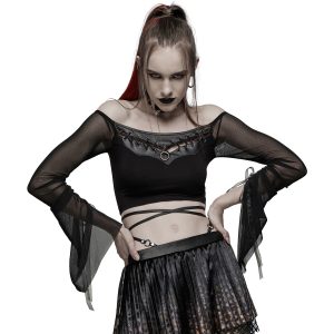 online boutique PUNK RAVE Crop Top à Manches Longues ‘Dark Desire’ Noir 15