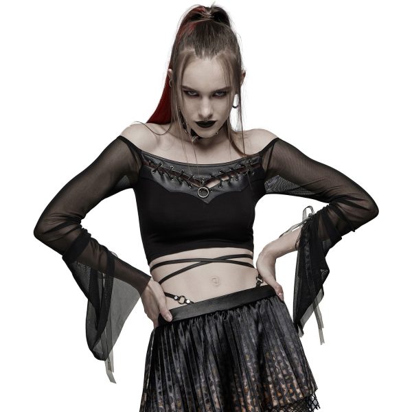 online boutique PUNK RAVE Crop Top à Manches Longues ‘Dark Desire’ Noir 3