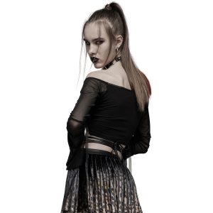 online boutique PUNK RAVE Crop Top à Manches Longues ‘Dark Desire’ Noir 17