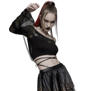 online boutique PUNK RAVE Crop Top à Manches Longues ‘Dark Desire’ Noir 19