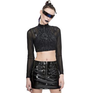 beauté DEVIL FASHION Crop Top ‘Cyber Game’ Noir à Manches Longues 21