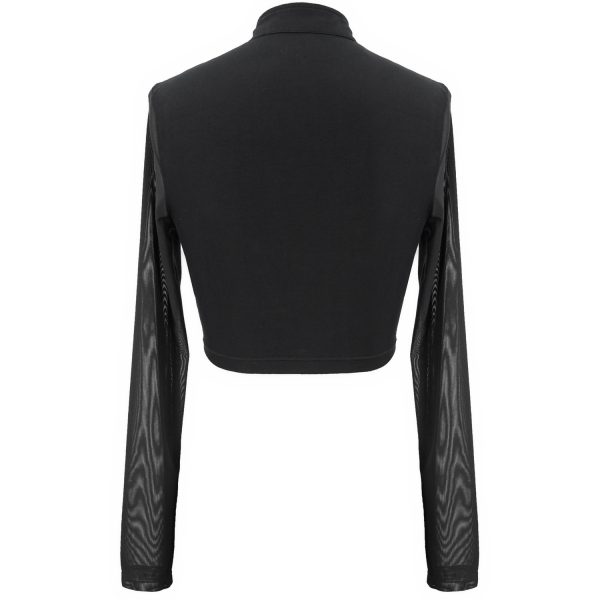 beauté DEVIL FASHION Crop Top ‘Cyber Game’ Noir à Manches Longues 13