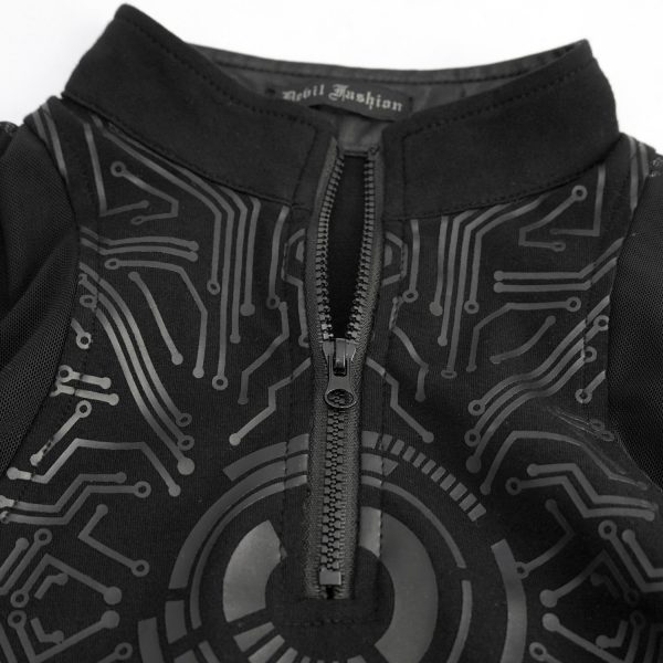 beauté DEVIL FASHION Crop Top ‘Cyber Game’ Noir à Manches Longues 15