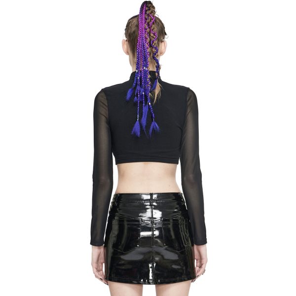 beauté DEVIL FASHION Crop Top ‘Cyber Game’ Noir à Manches Longues 4