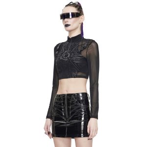 beauté DEVIL FASHION Crop Top ‘Cyber Game’ Noir à Manches Longues 25