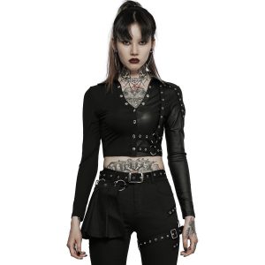 mode pas chere PUNK RAVE Crop Top ‘Lamia’ Noir 16