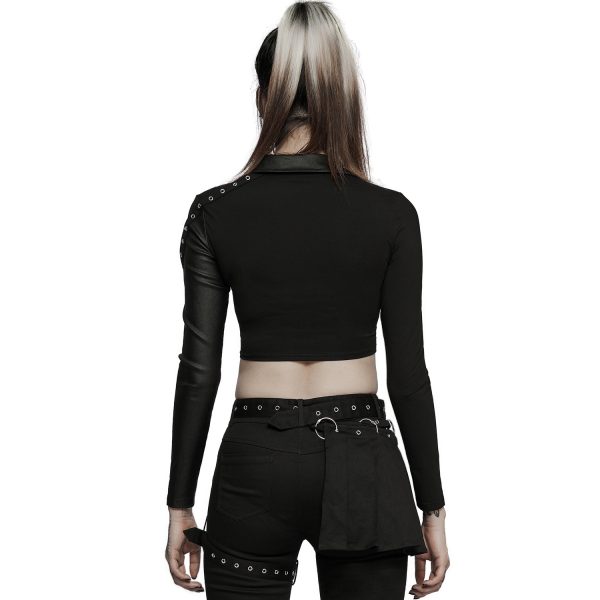 mode pas chere PUNK RAVE Crop Top ‘Lamia’ Noir 4