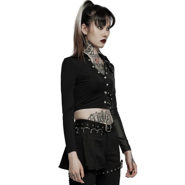 mode pas chere PUNK RAVE Crop Top ‘Lamia’ Noir 5