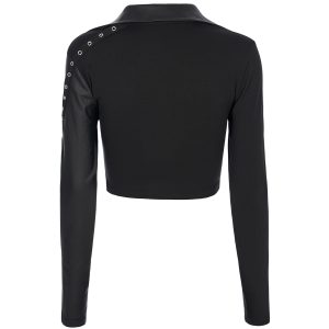 mode pas chere PUNK RAVE Crop Top ‘Lamia’ Noir 26