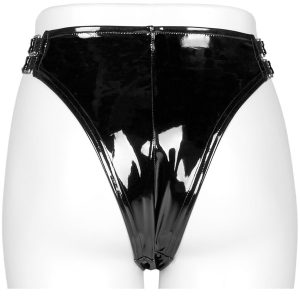 PUNK RAVE Culotte ‘Cyber Laser’ En Vinyle Noir luxe soldes 30