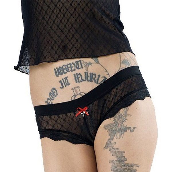 boutique en france QUEEN OF DARKNESS Ensemble De Lingerie Noire Avec Rubans Rouges 3