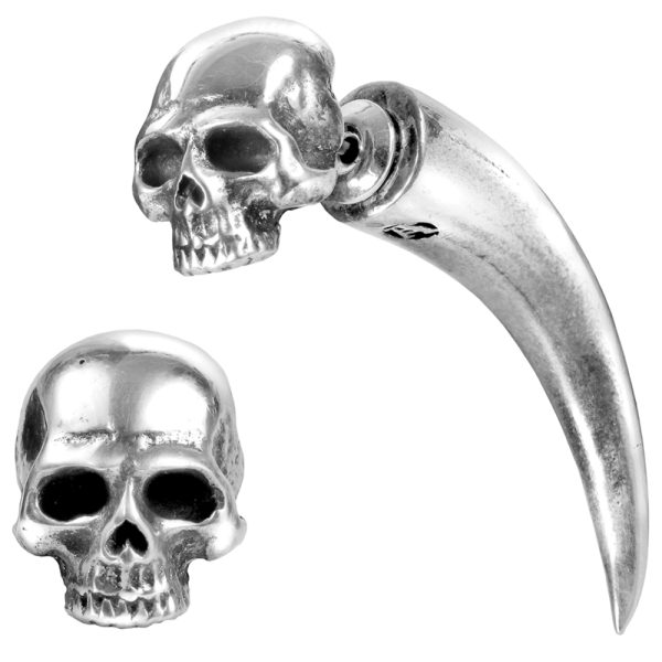 soldes en ligne ALCHEMY GOTHIC Faux Ecarteur D’Oreille ‘Tomb Skull Horn’ 1