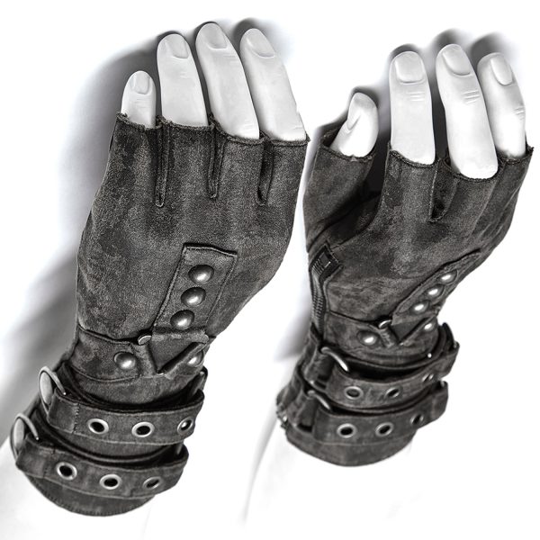 PUNK RAVE Gants ‘Mad Max’ Gris site pas cher 1