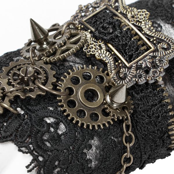 acheter en ligne PUNK RAVE Gants Steampunk ‘Gears And Spikes’ En Dentelle 6